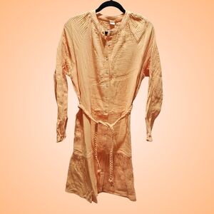 MAGASCHONI Dress Long Sleeve Braided Belt Medium Papaya Organic Cotton NWT 🧡